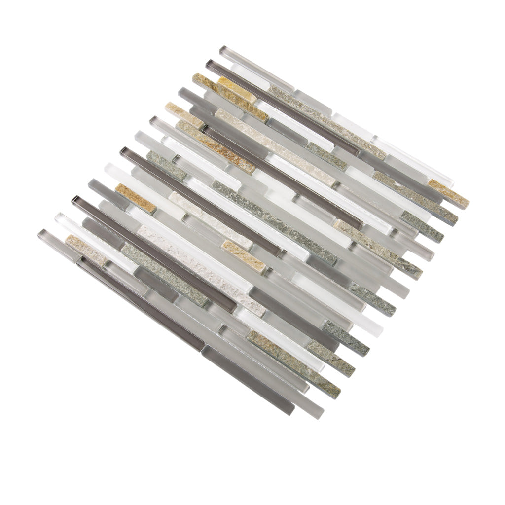 Gray 12x12 Glossy Matte Textured Brick Glass Stone Mosaic Tile (5 pack, 4.83 sq ft/case)