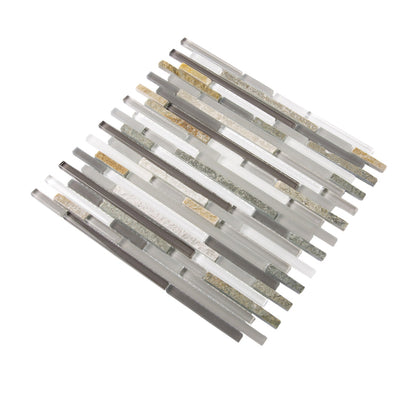 Gray 12x12 Glossy Matte Textured Brick Glass Stone Mosaic Tile (5 pack, 4.83 sq ft/case)