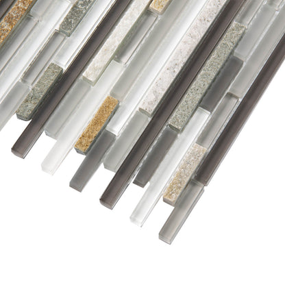 Gray 12x12 Glossy Matte Textured Brick Glass Stone Mosaic Tile (5 pack, 4.83 sq ft/case) - Sample