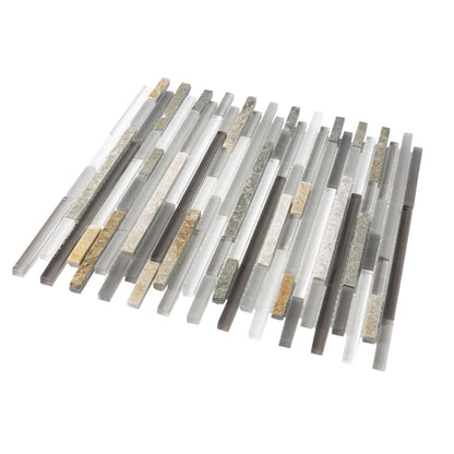 Gray 12x12 Glossy Matte Textured Brick Glass Stone Mosaic Tile (5 pack, 4.83 sq ft/case) - Sample