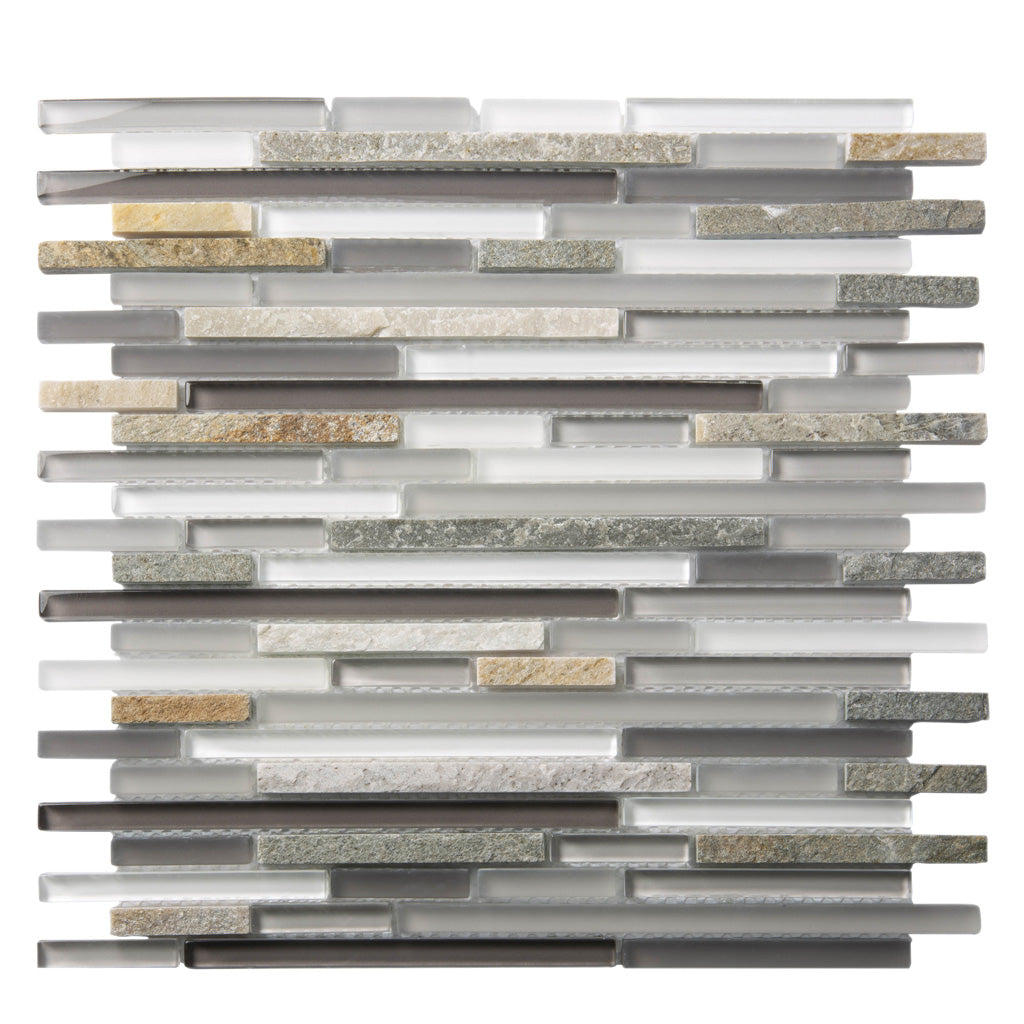 Gray 12x12 Glossy Matte Textured Brick Glass Stone Mosaic Tile (5 pack, 4.83 sq ft/case)
