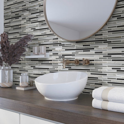 Gray 12x12 Glossy Matte Textured Brick Glass Stone Mosaic Tile (5 pack, 4.83 sq ft/case)