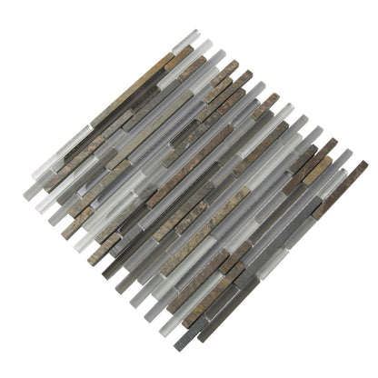 Gray Brown 12x12 Glossy Matte Textured Brick Glass Stone Mosaic Tile (5 pack, 4.83 sq ft/case)