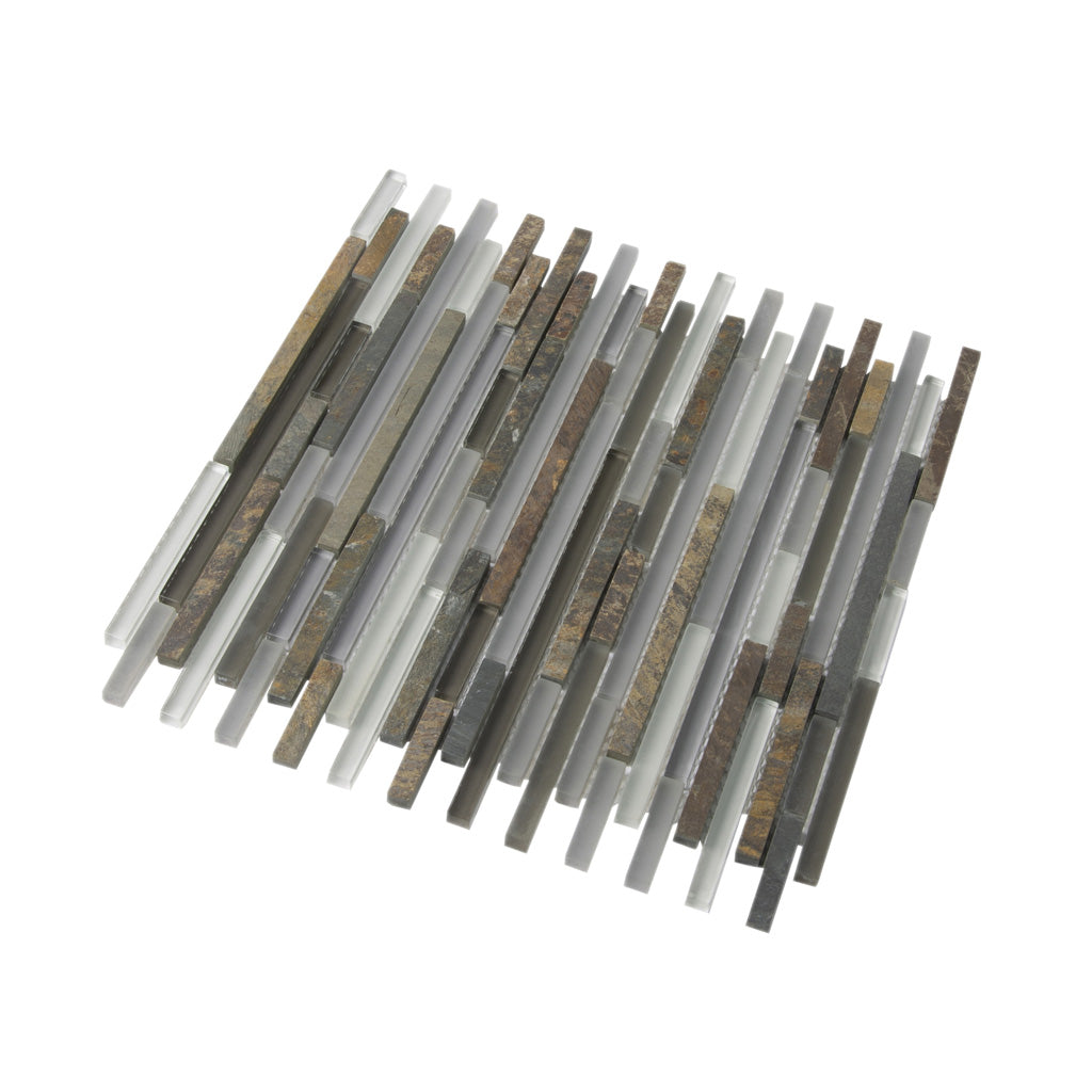 Gray Brown 12x12 Glossy Matte Textured Brick Glass Stone Mosaic Tile (5 pack, 4.83 sq ft/case)