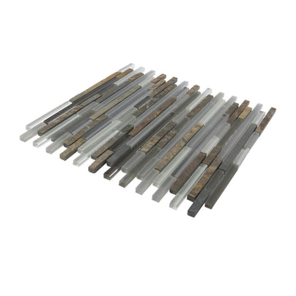 Gray Brown 12x12 Glossy Matte Textured Brick Glass Stone Mosaic Tile (5 pack, 4.83 sq ft/case)