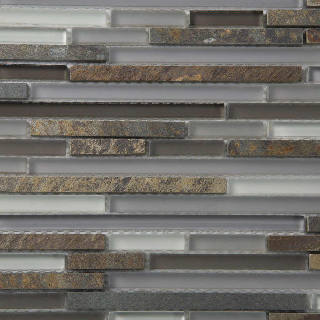 Gray Brown 12x12 Glossy Matte Textured Brick Glass Stone Mosaic Tile (5 pack, 4.83 sq ft/case)
