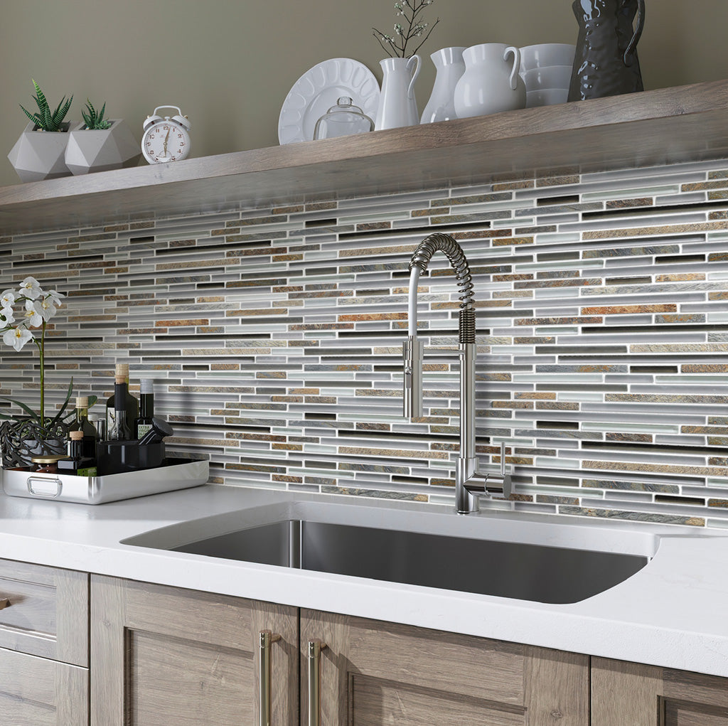 Gray Brown 12x12 Glossy Matte Textured Brick Glass Stone Mosaic Tile (5 pack, 4.83 sq ft/case)