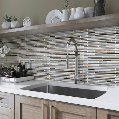 Gray Brown 12x12 Glossy Matte Textured Brick Glass Stone Mosaic Tile (5 pack, 4.83 sq ft/case)