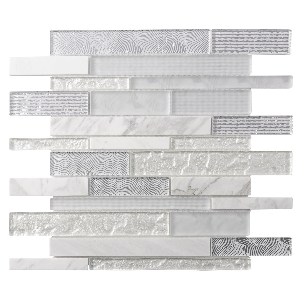 White 12x12 Brick Polished Matte Glass Stone Mosaic Tile (5 pack, 4.83 sq ft/case)