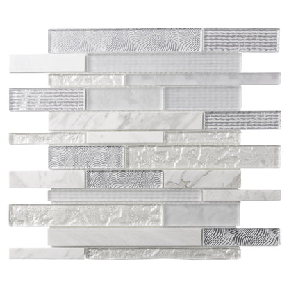 White 12x12 Brick Polished Matte Glass Stone Mosaic Tile (5 pack, 4.83 sq ft/case)
