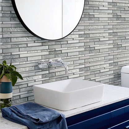 White 12x12 Brick Polished Matte Glass Stone Mosaic Tile (5 pack, 4.83 sq ft/case)