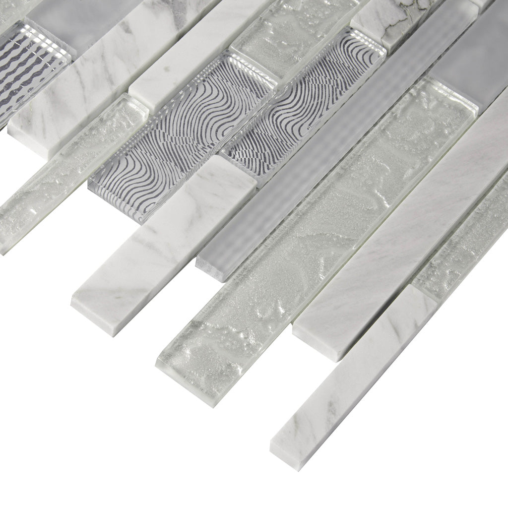 White 12x12 Brick Polished Matte Glass Stone Mosaic Tile (5 pack, 4.83 sq ft/case)