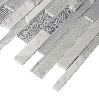 White 12x12 Brick Polished Matte Glass Stone Mosaic Tile (5 pack, 4.83 sq ft/case)