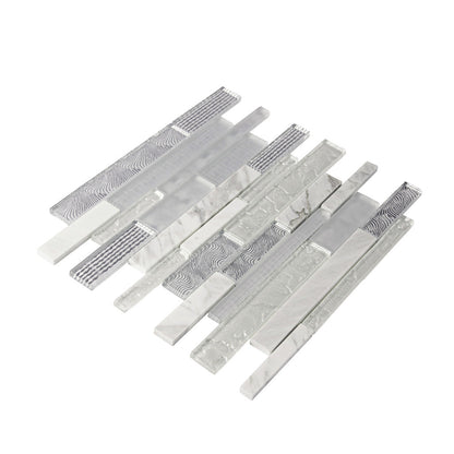 White 12x12 Brick Polished Matte Glass Stone Mosaic Tile (5 pack, 4.83 sq ft/case) - Sample