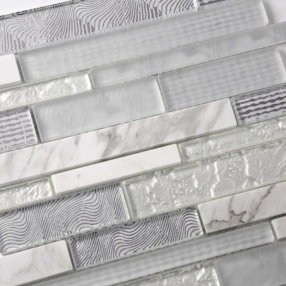 White 12x12 Brick Polished Matte Glass Stone Mosaic Tile (5 pack, 4.83 sq ft/case)