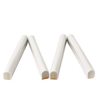 White 0.6x6 Glossy Ceramic Pencil Tile Trim (10 pack, 0.25 sq ft/case)