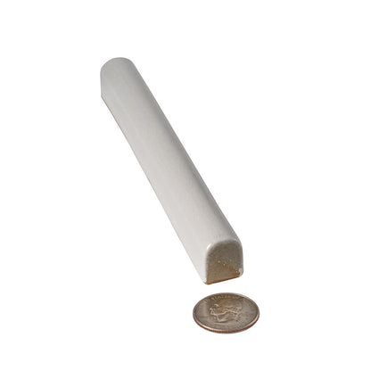 White 0.6x6 Glossy Ceramic Pencil Tile Trim (10 pack, 0.25 sq ft/case)