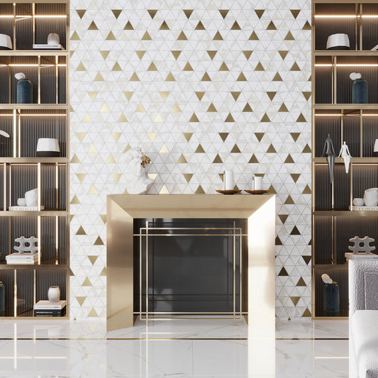 Bright White Gold 24x48 Polished Porcelain Large Format Tile (2 pack, 15.5 sq ft/case)