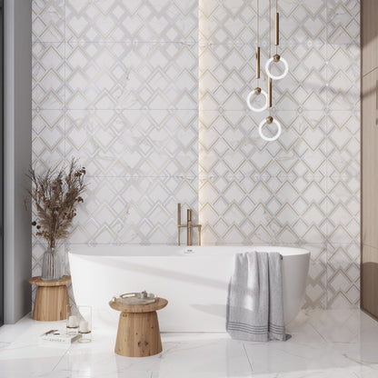 White Gold 24x48 Polished Diamond Porcelain Large Format Tile (1 pack, 7.75 sq ft/case)