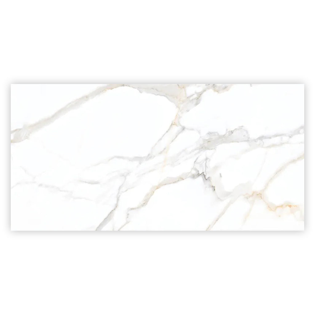 Bright White Gold 24x48 Polished Porcelain Large Format Tile (2 pack, 15.5 sq ft/case) - Sample