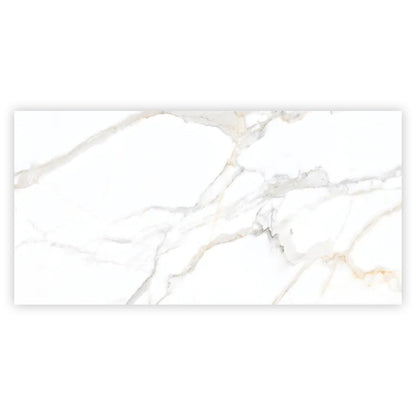 Bright White Gold 24x48 Polished Porcelain Large Format Tile (2 pack, 15.5 sq ft/case) - Sample