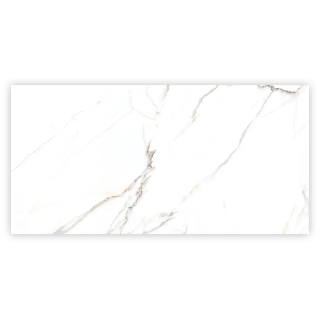 Bright White Gold 24x48 Polished Porcelain Large Format Tile (2 pack, 15.5 sq ft/case) - Sample