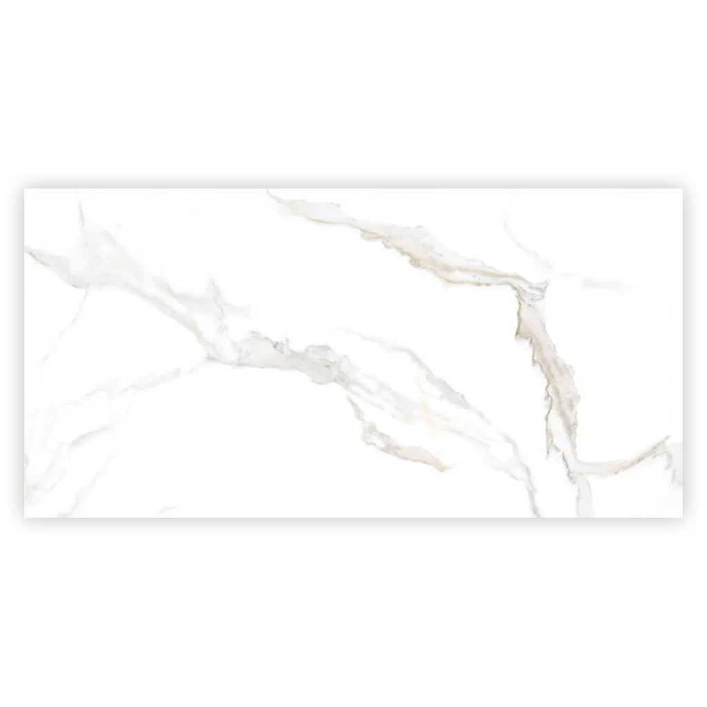 Bright White Gold 24x48 Polished Porcelain Large Format Tile (2 pack, 15.5 sq ft/case) - Sample
