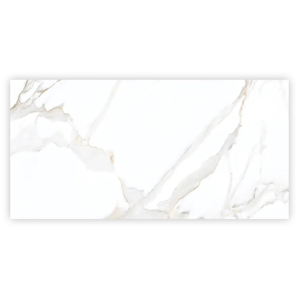 Bright White Gold 24x48 Polished Porcelain Large Format Tile (2 pack, 15.5 sq ft/case) - Sample