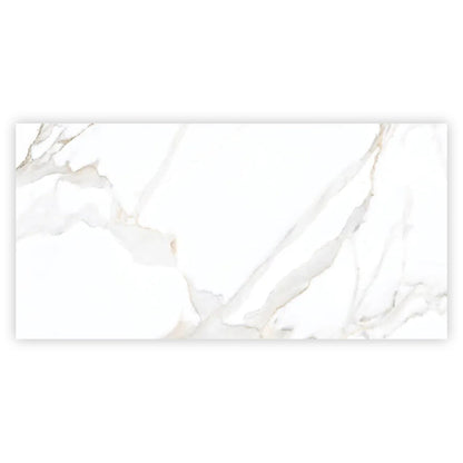 Bright White Gold 24x48 Polished Porcelain Large Format Tile (2 pack, 15.5 sq ft/case) - Sample