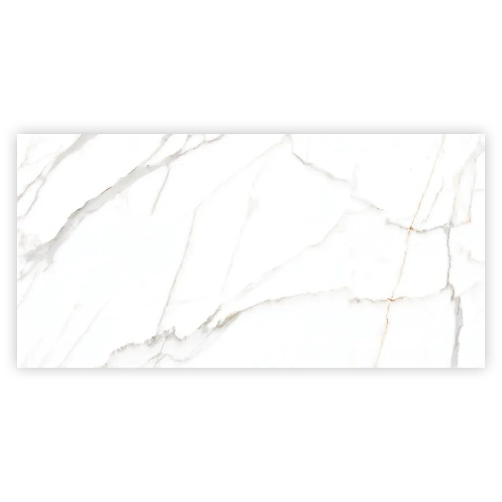 Bright White Gold 24x48 Polished Porcelain Large Format Tile (2 pack, 15.5 sq ft/case) - Sample