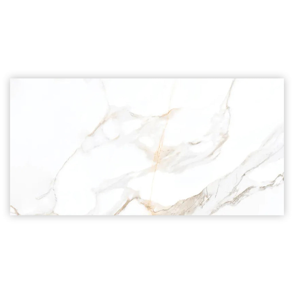 Bright White Gold 24x48 Polished Porcelain Large Format Tile (2 pack, 15.5 sq ft/case) - Sample