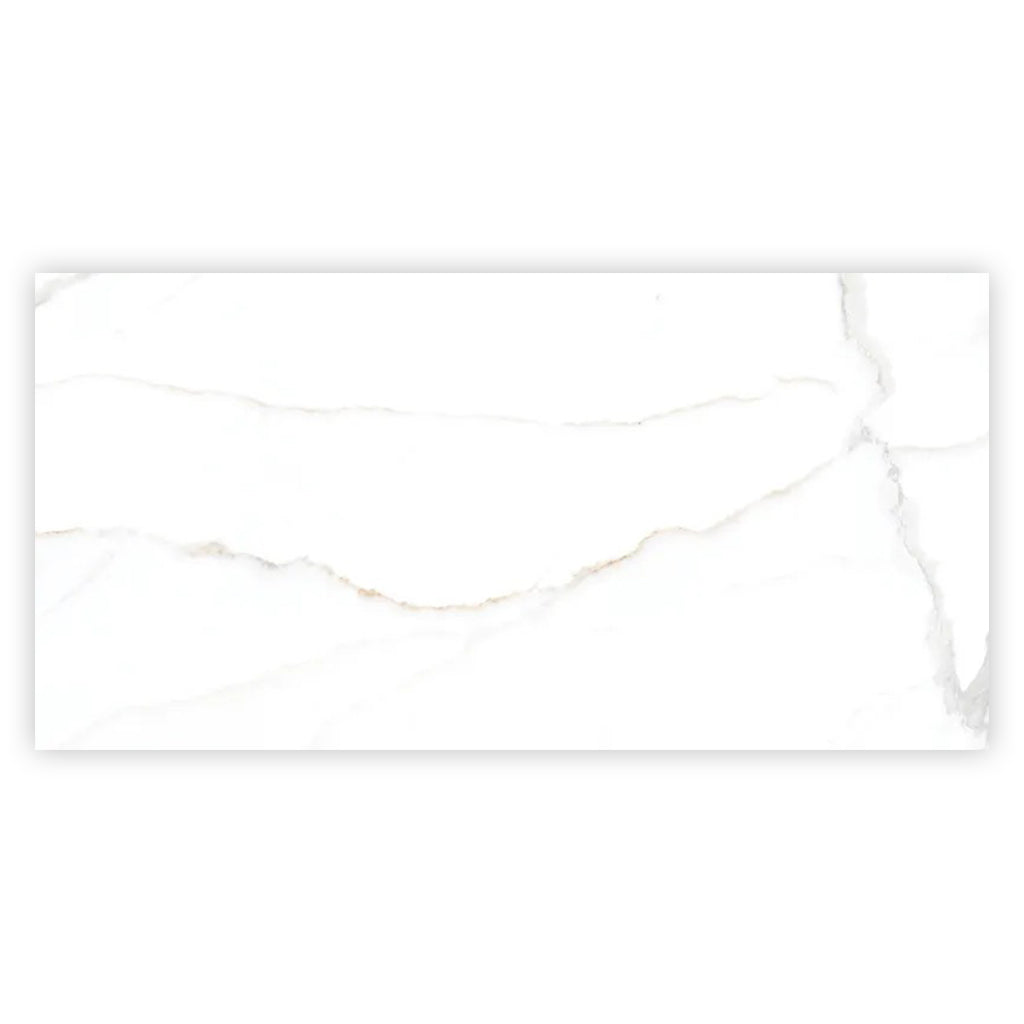 Bright White Gold 24x48 Polished Porcelain Large Format Tile (2 pack, 15.5 sq ft/case) - Sample