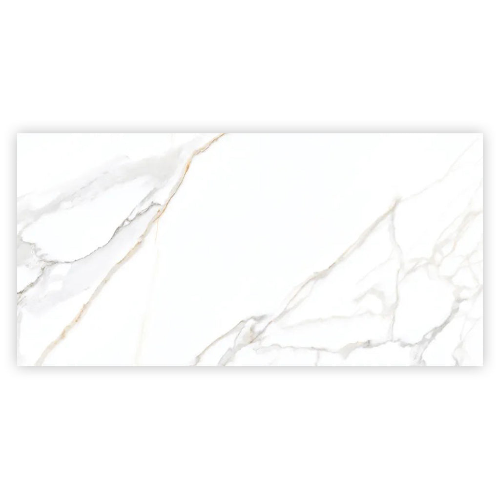 Bright White Gold 24x48 Polished Porcelain Large Format Tile (2 pack, 15.5 sq ft/case) - Sample