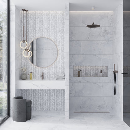 Light Grey White 16x48 Matte Ceramic Large Format Tile (3 pack, 15.5 sq ft/case)
