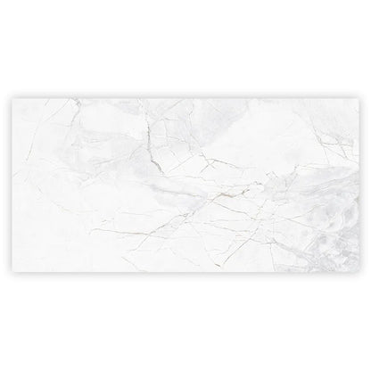 Bright White with Gray 24x48 Polished Porcelain Large Format Tile (2 pack, 15.5 sq ft/case)