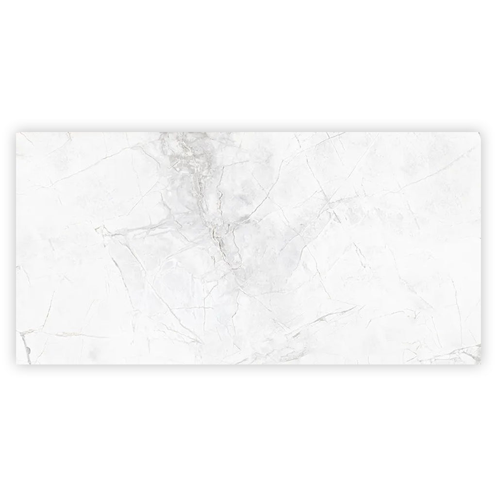 Bright White with Gray 24x48 Polished Porcelain Large Format Tile (2 pack, 15.5 sq ft/case) - Sample