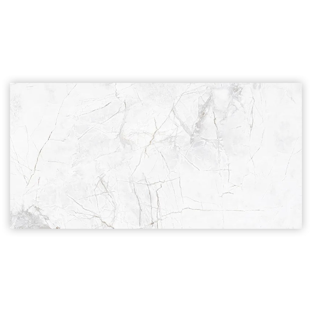 Bright White with Gray 24x48 Polished Porcelain Large Format Tile (2 pack, 15.5 sq ft/case)