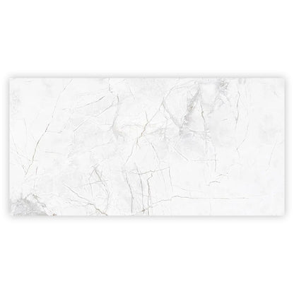 Bright White with Gray 24x48 Polished Porcelain Large Format Tile (2 pack, 15.5 sq ft/case)