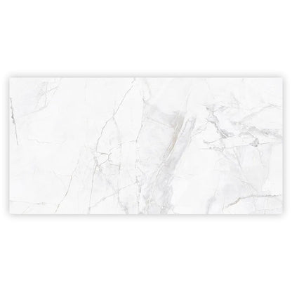 Bright White with Gray 24x48 Polished Porcelain Large Format Tile (2 pack, 15.5 sq ft/case)