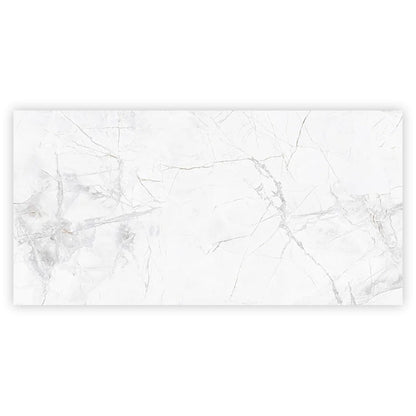 Bright White with Gray 24x48 Polished Porcelain Large Format Tile (2 pack, 15.5 sq ft/case)