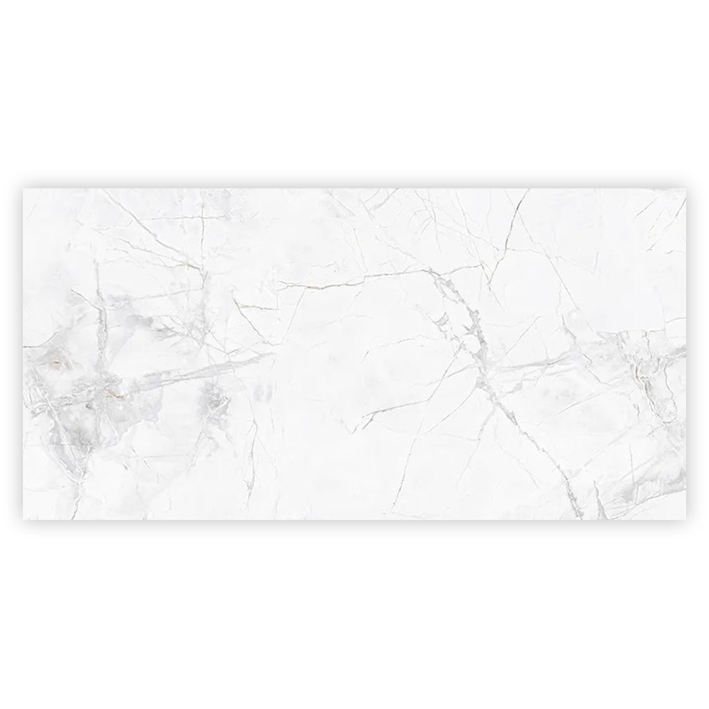 Bright White with Gray 24x48 Polished Porcelain Large Format Tile (2 pack, 15.5 sq ft/case) - Sample