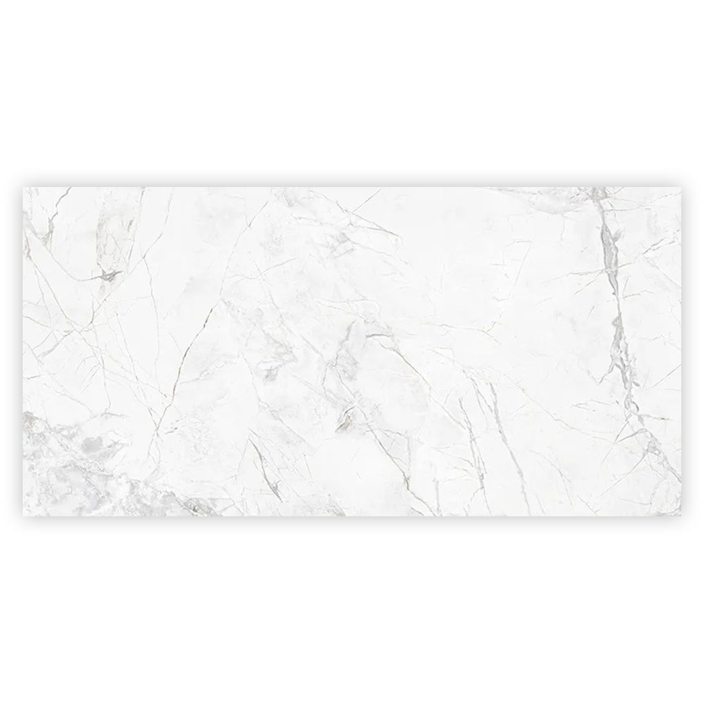 Bright White with Gray 24x48 Polished Porcelain Large Format Tile (2 pack, 15.5 sq ft/case) - Sample