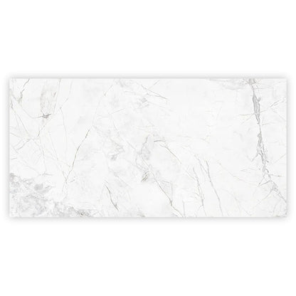 Bright White with Gray 24x48 Polished Porcelain Large Format Tile (2 pack, 15.5 sq ft/case) - Sample