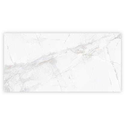 Bright White with Gray 24x48 Polished Porcelain Large Format Tile (2 pack, 15.5 sq ft/case)