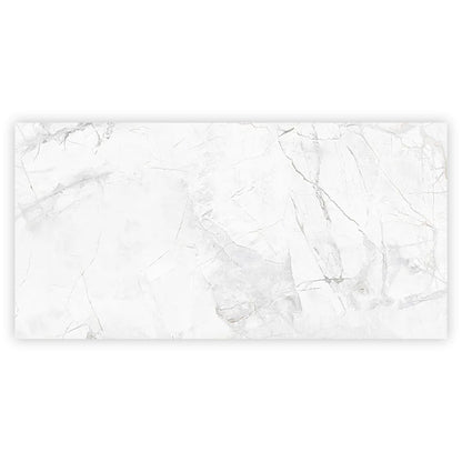 Bright White with Gray 24x48 Polished Porcelain Large Format Tile (2 pack, 15.5 sq ft/case)