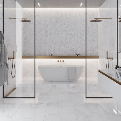 Dove-Gray White 10x12 Matte Chevron Porcelain Mosaic Tile (11 pack, 9.88 sq ft/case)