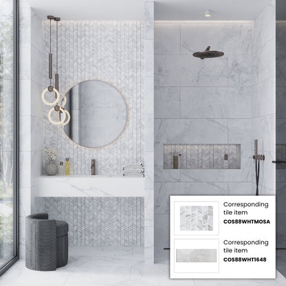 Dove-Gray White 10x12 Matte Chevron Porcelain Mosaic Tile (11 pack, 9.88 sq ft/case)