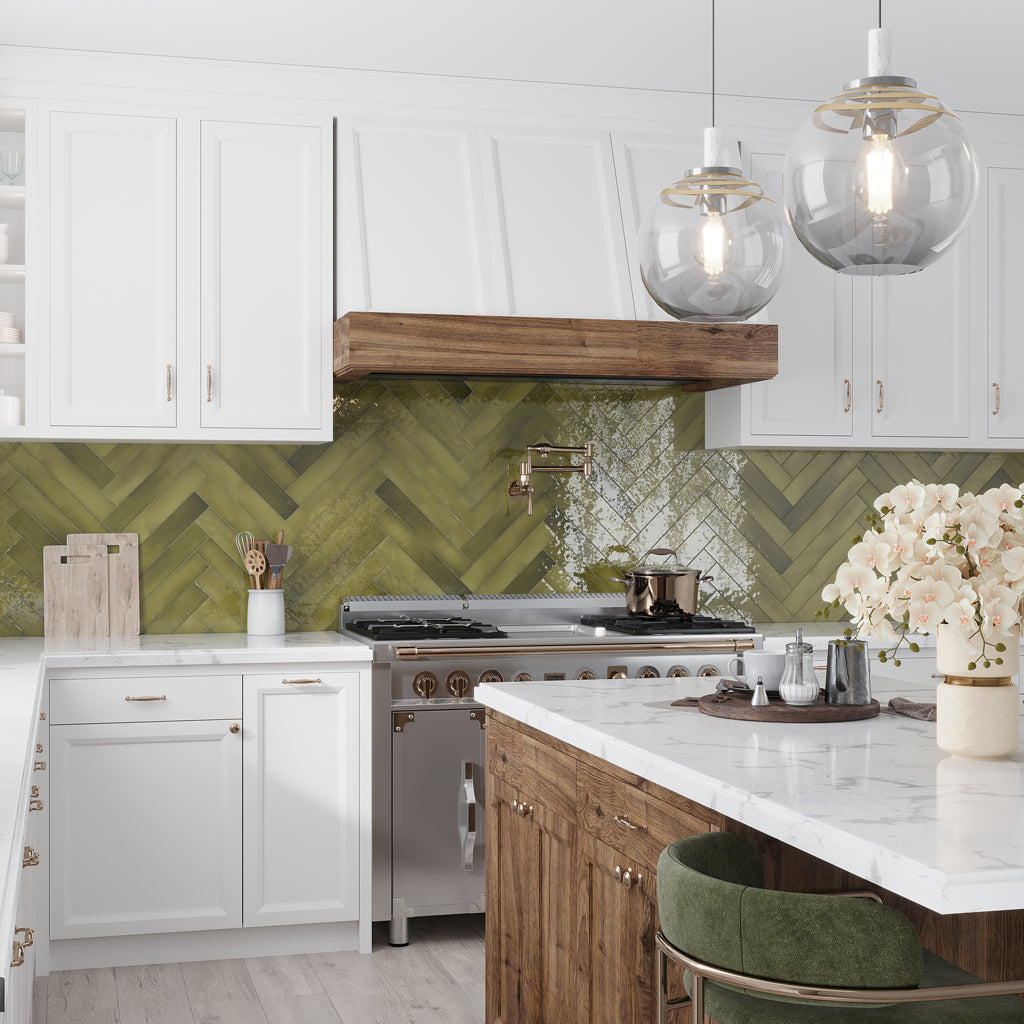 Olive Green 2.6x16 Glossy Ceramic Subway Tile (38 pack, 10.76 sq ft/case)