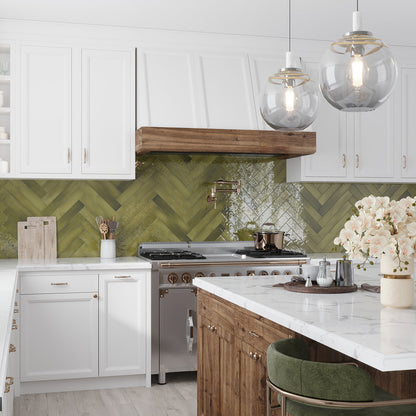 Olive Green 2.6x16 Glossy Ceramic Subway Tile (38 pack, 10.76 sq ft/case)