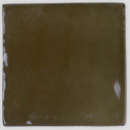Olive Green 4x4 Glossy Square Ceramic Tile (60 pack, 6.46 sq ft/case)